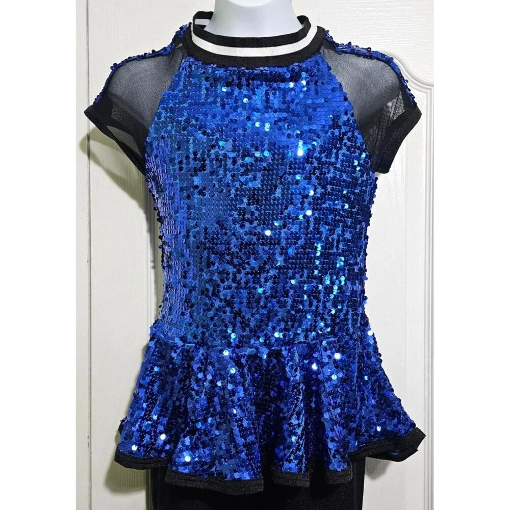 Weissman Sequin Peplum Dance Costume It's Tricky Jazz Hip Hop Recital Child XL